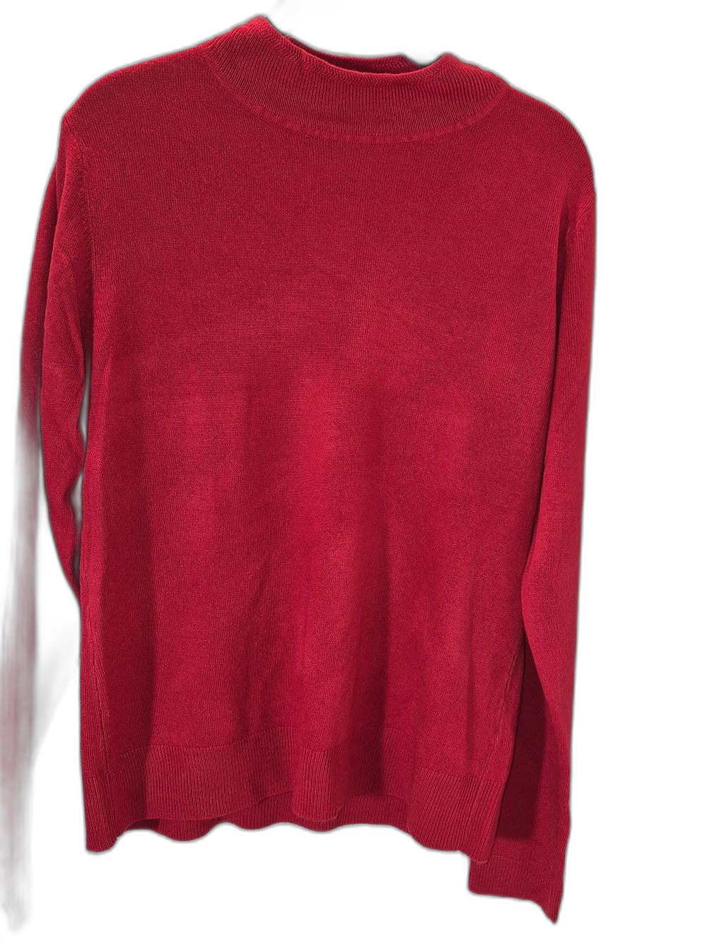 Women's Red Mock Neck Lightweight Sweater